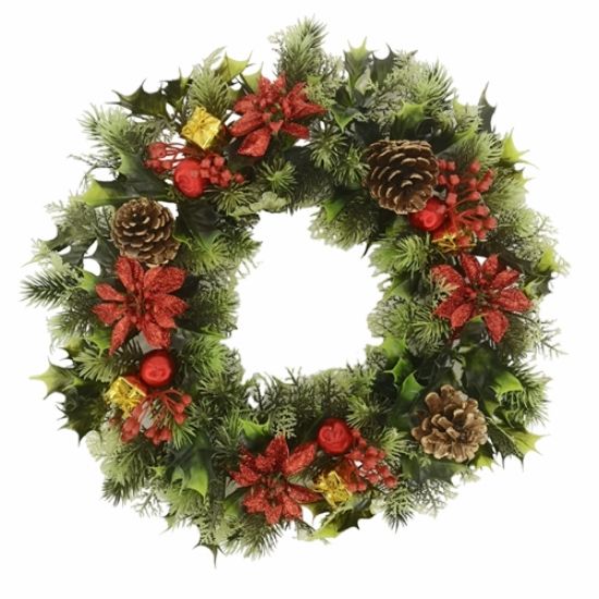 Artificial Christmas Wreath "Glitter Poinsettia" Large
